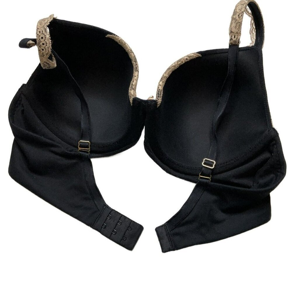 Soma Embraceable Full Coverage Bra 36C Lace Trim Underwired Black Beige - Picture 3 of 6